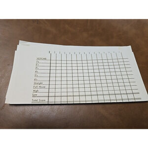 Vintage Yotchie Dice‎ Poker Game Record Score Sheet 42 Piece Replacement Cards